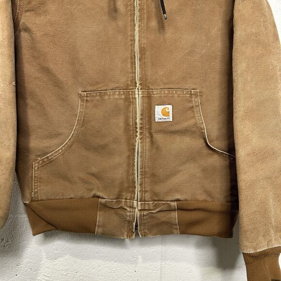 Y2K Carhartt Quilted Hooded Active Jacket “Brown” WJ130 - Picture 3 of 9